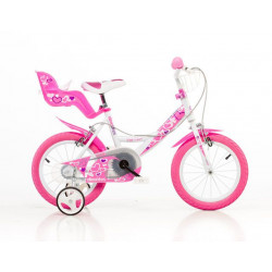 Detský bicykel, ružová potlač 14"