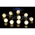 Vianočná dekoratívna reťaz - svetelné gule - 10 LED teplá biela