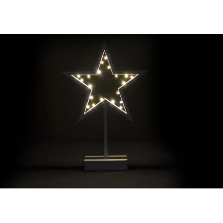 Vianočná dekorácia - svietiaca hviezda na stojančeku - 38 cm, 20 LED diód
