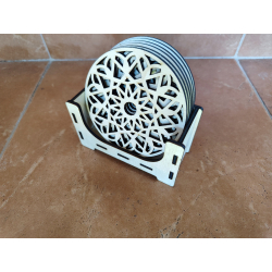 Drevenná podtácka - set 6 ks a držiak